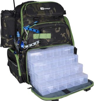 ayamaya 45L Fishing Backpack with 4 Tackle Boxes, Large Tackle Backpack with Rod Holders, Rubber Feet, Outdoor Multifunctional Fishing Bag Gear & Equipment for Camping, Hiking