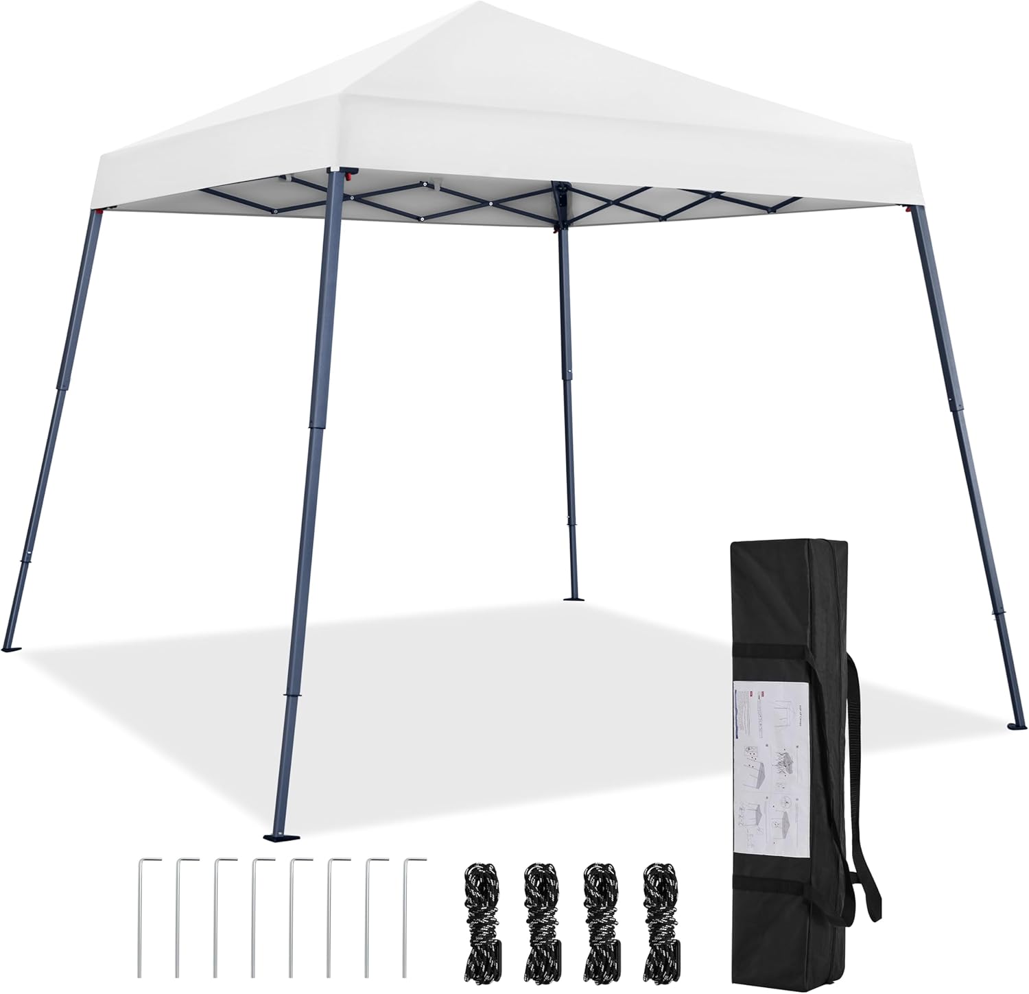 Yaheetech Instant Canopy Tent, 10x10 Slant Leg Easy Outdoor Pop up Canopy, Folding Portable Gazebo Instant Shelter Tent with Backpack for Garden/Camping/Party, 10x10 Base 8x8 Top, White
