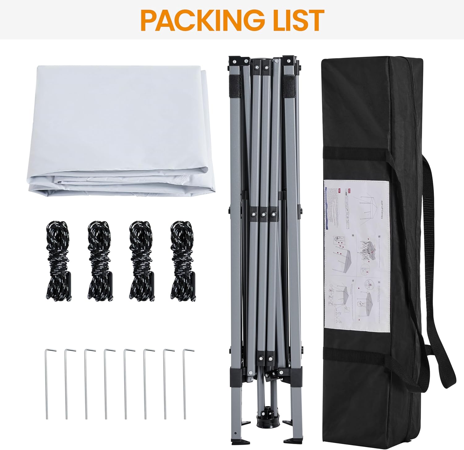 Yaheetech Instant Canopy Tent, 10x10 Slant Leg Easy Outdoor Pop up Canopy, Folding Portable Gazebo Instant Shelter Tent with Backpack for Garden/Camping/Party, 10x10 Base 8x8 Top, White - Image 6