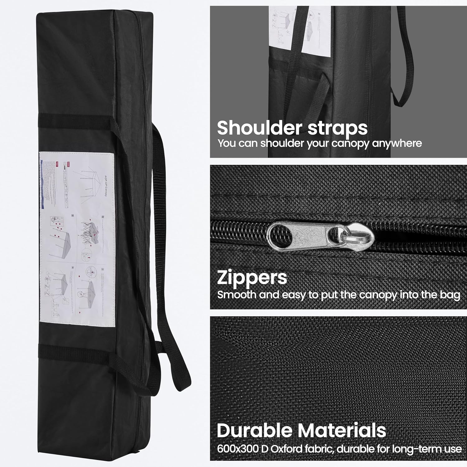 Yaheetech Instant Canopy Tent, 10x10 Slant Leg Easy Outdoor Pop up Canopy, Folding Portable Gazebo Instant Shelter Tent with Backpack for Garden/Camping/Party, 10x10 Base 8x8 Top, White - Image 7